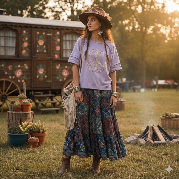 Blue Velvet Tops - Blue Velvet Ash & Antler sweat shirt lilac Peace Patch